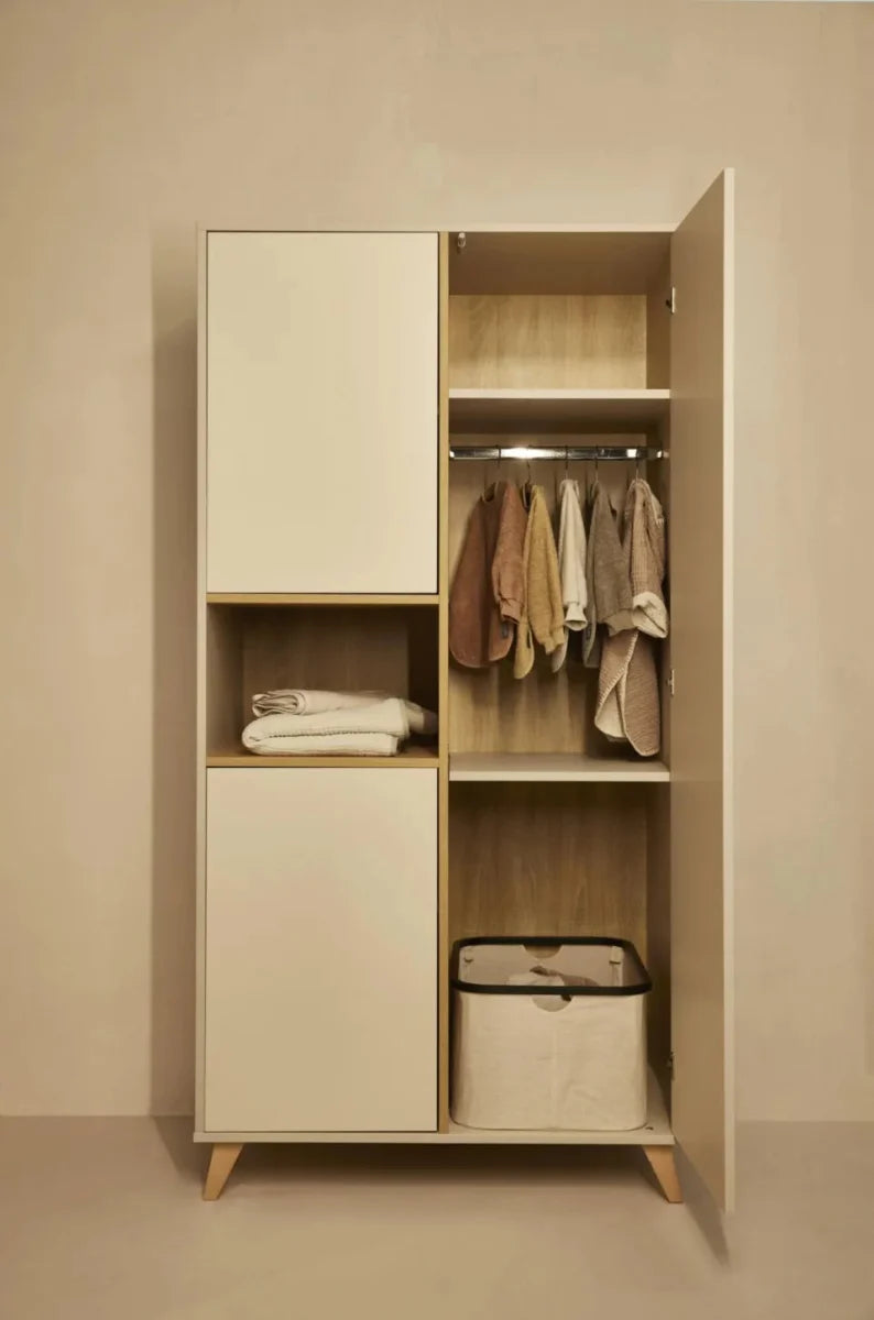 Armoire enfant argile 3 portes avec penderies et étagères réglables