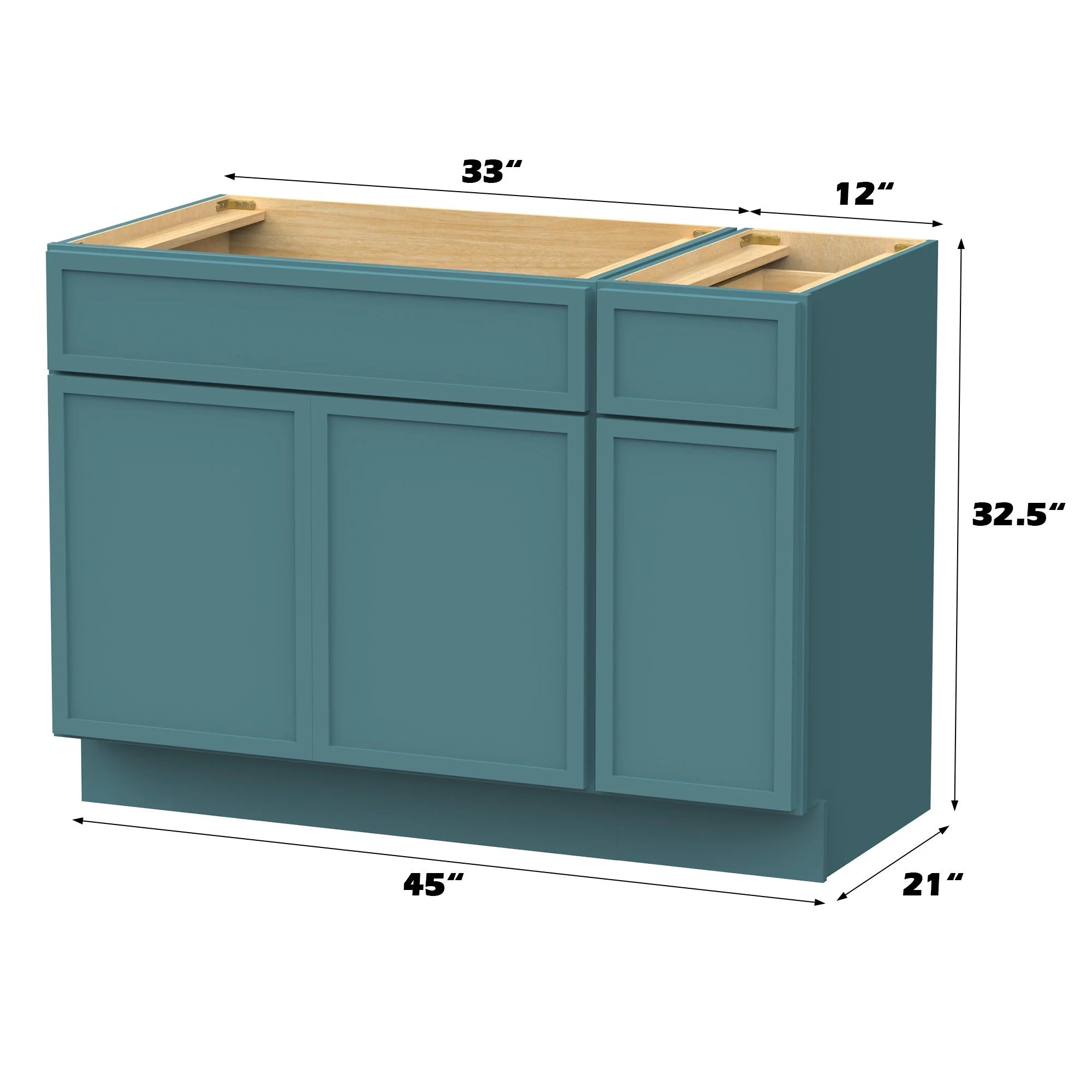 45 in. W x 21 in. D x 32.5 in. H Bath Vanity Cabinet without Top in Brown