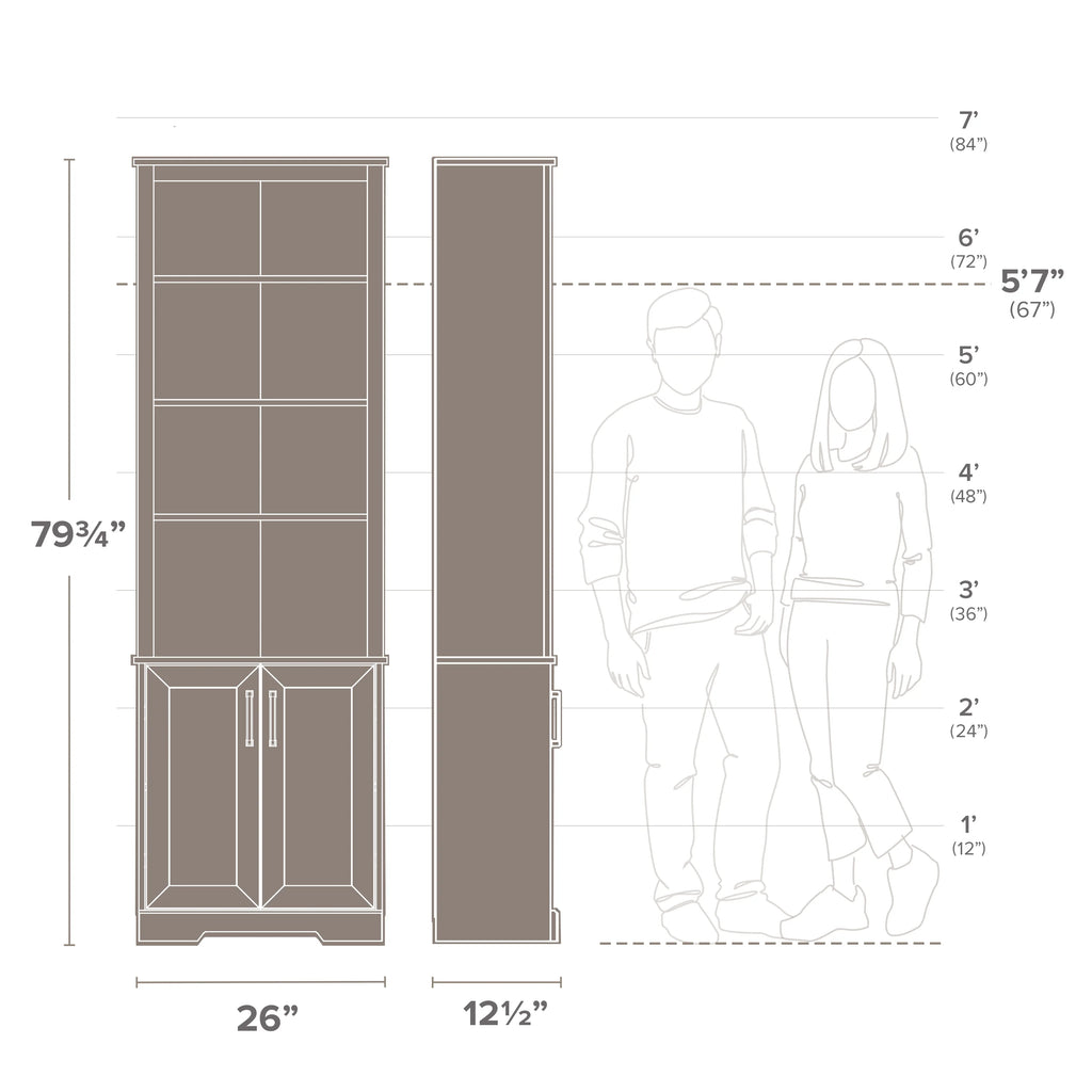 Prepac Rustic Ridge Washed White 26" W x 79.75" H x 12.5" D Bookcase