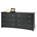 Prepac Sonoma 6 Drawer Wooden Double Dresser, 16" x 59" x 29", Black