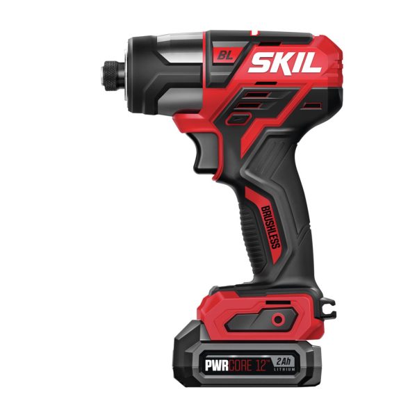 12V Cordless Brushless Impact Driver Kit, 1/4-Inch Hex with 2 Batteries and Charger