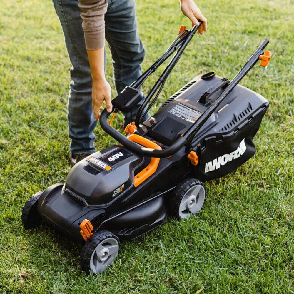 40V Cordless Lawn Mower - 14-Inch Battery Powered Mower with Intellicut, Mulching & Dual 20V Batteries