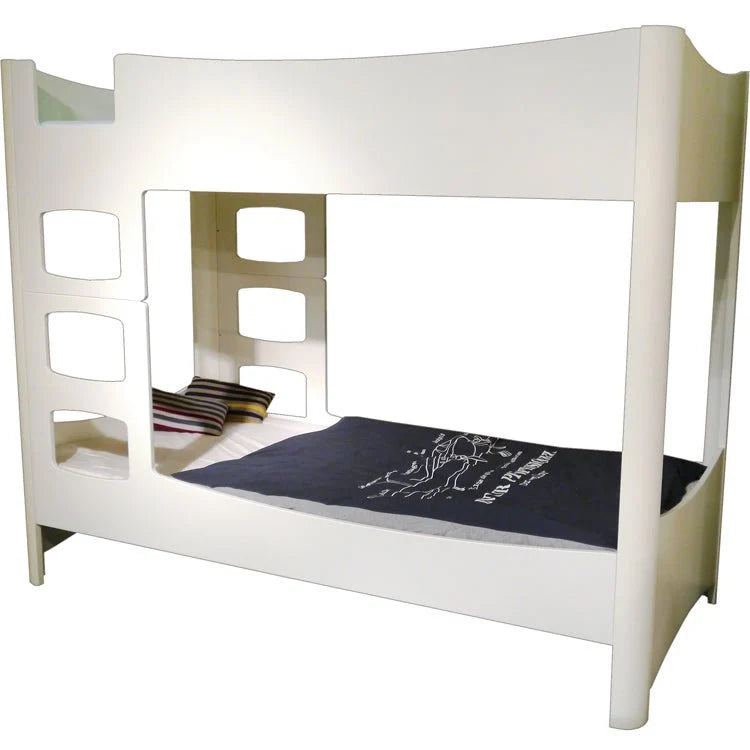 Lit superposé enfant 90x190 cm bouleau et aluminium avec échelle réversible