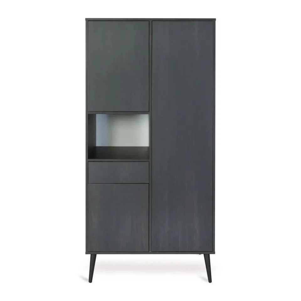 Armoire enfant effet ébène 3 portes avec tiroir et tringle