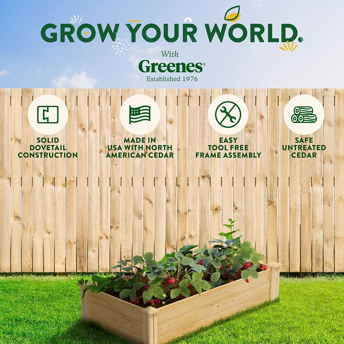 Original Cedar Raised Garden Bed, 2' x 4' x 10.5" - Made in with North Cedar
