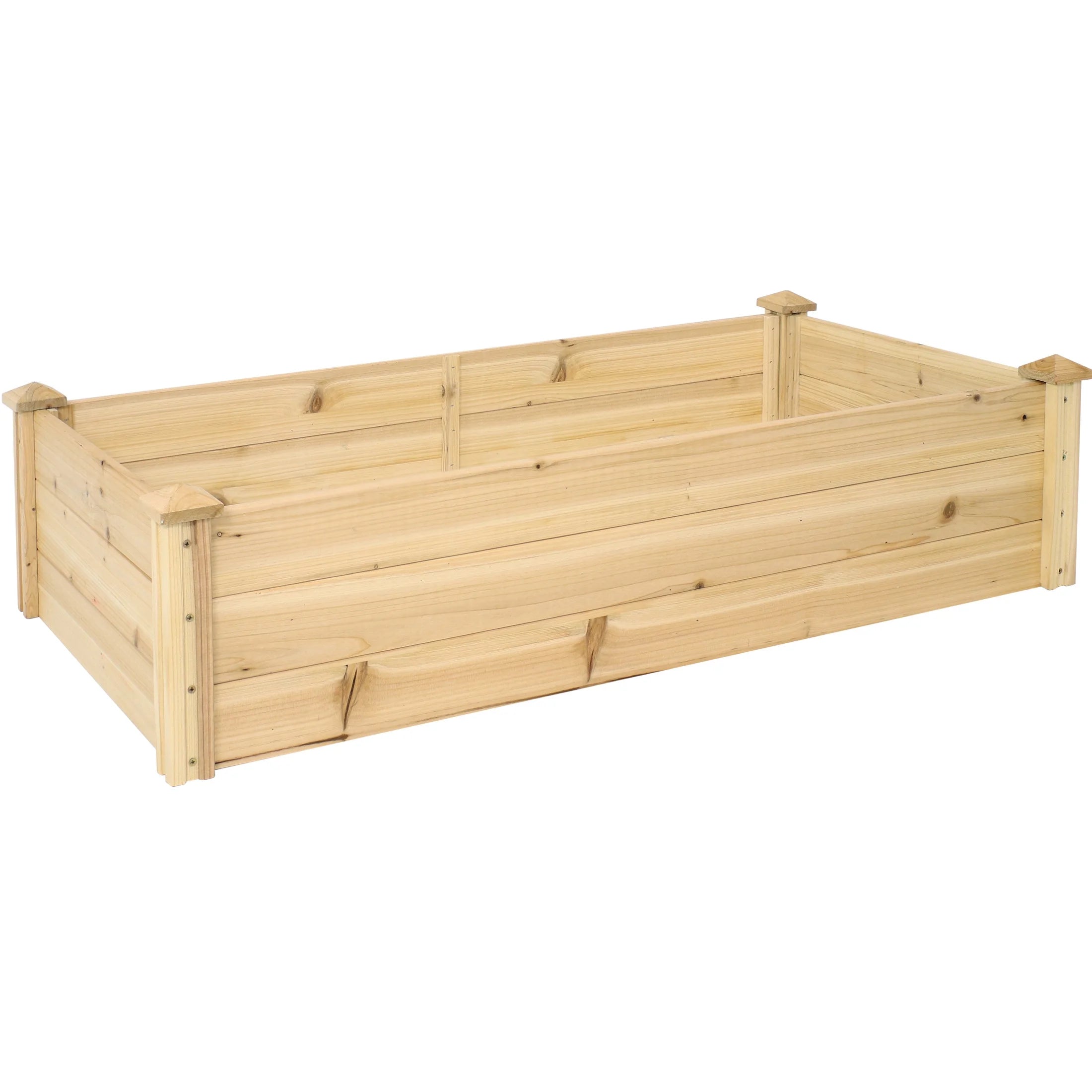 Sunnydaze 24" x 48.25" x 12.25" Rectangular Natural Wooden Outdoor Raised Garden Bed