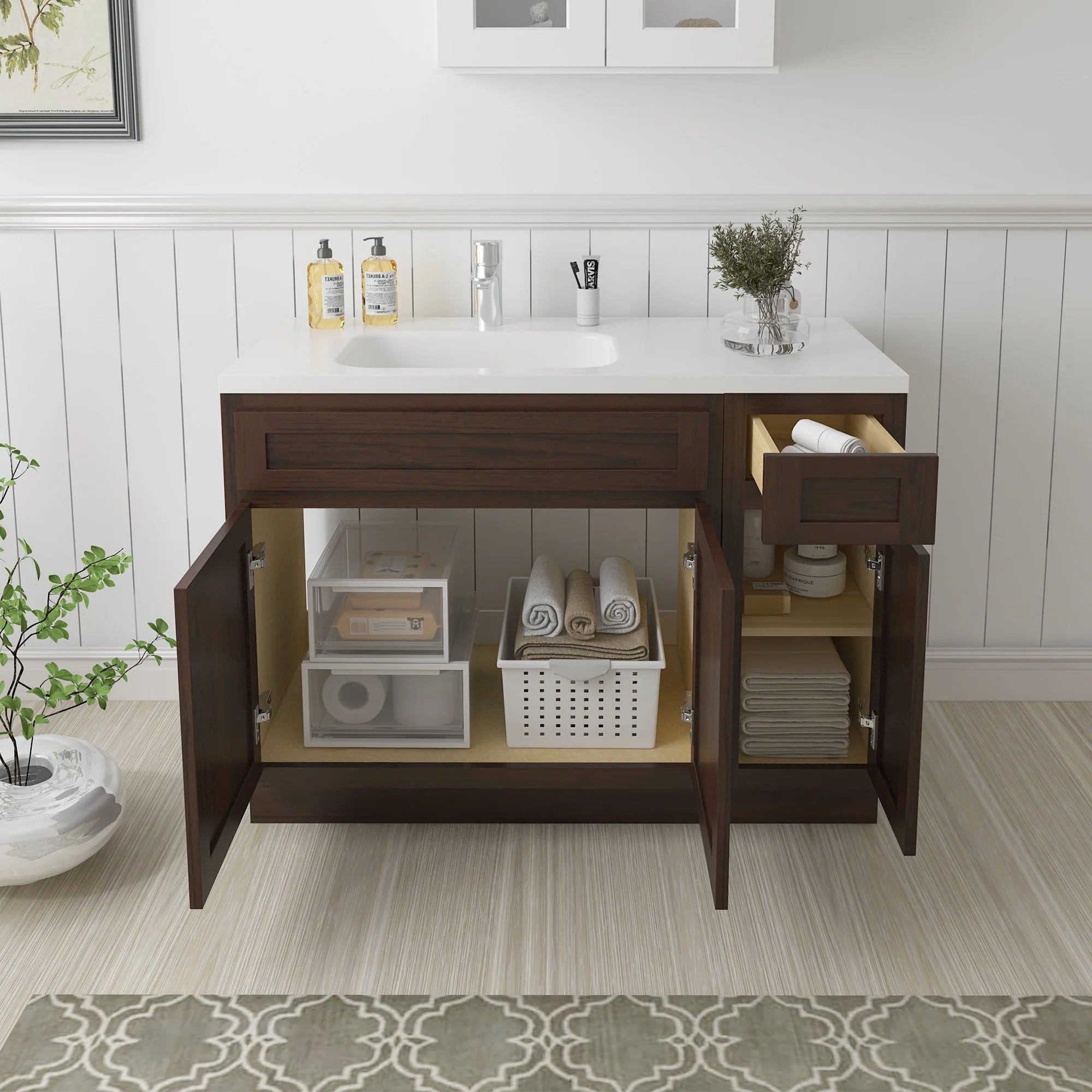 45 in. W x 21 in. D x 32.5 in. H Bath Vanity Cabinet without Top in Brown