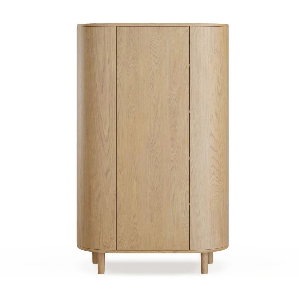 Grande armoire enfant chêne naturel avec 12 étagères et penderie