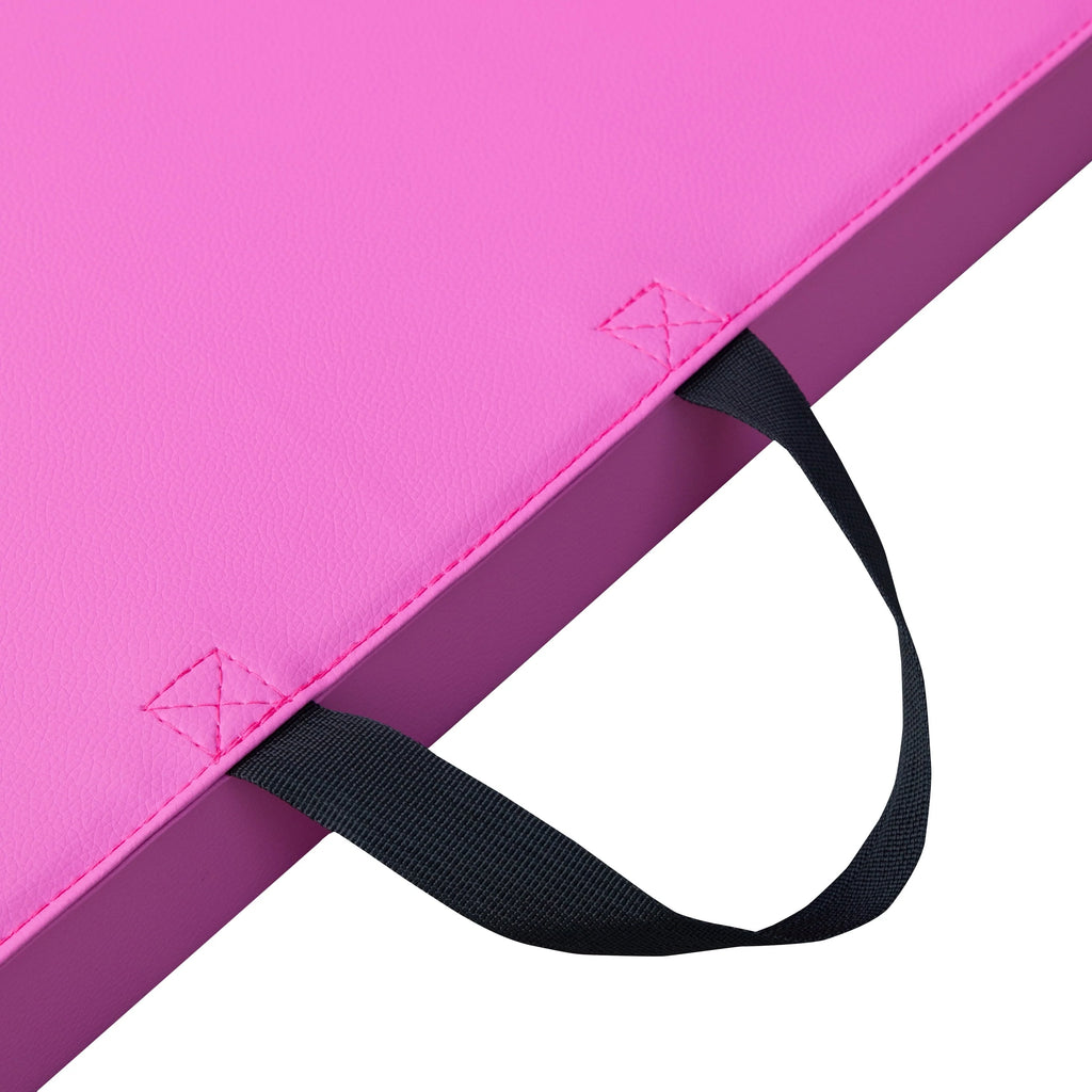Coinus Sports Tri-Fold Gymnastics Exercise Mat with Handles, 6' x 2' x 2", Pink