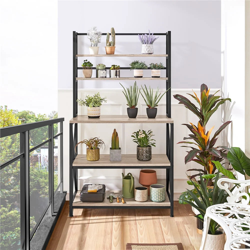 Easyfashion 16"W x 35.5"D x 64.5"H 5-Shelf Freestanding Shelves, Gray