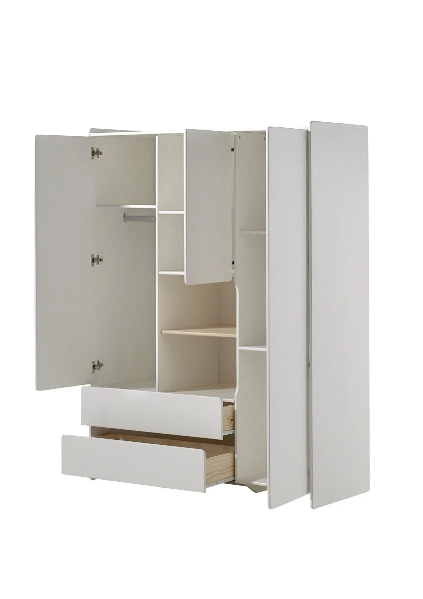 Armoire enfant blanche 3 portes avec tiroirs et rangement intégré