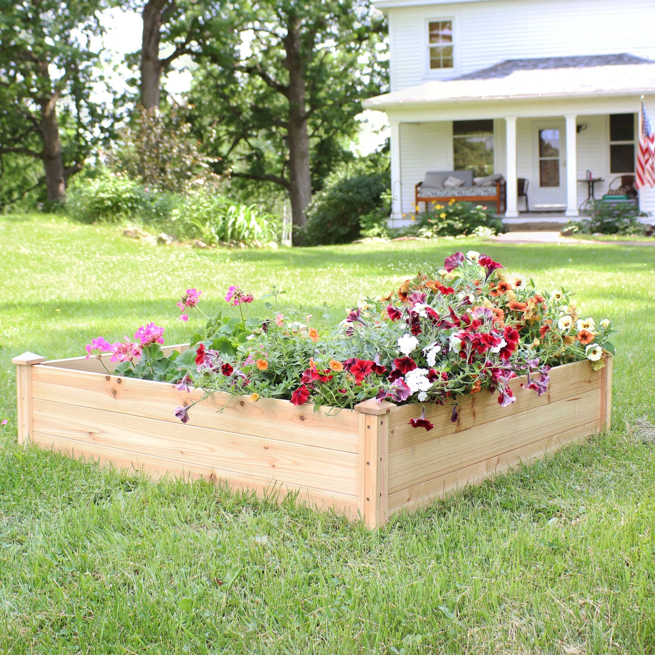 Sunnydaze 24" x 48.25" x 12.25" Rectangular Natural Wooden Outdoor Raised Garden Bed