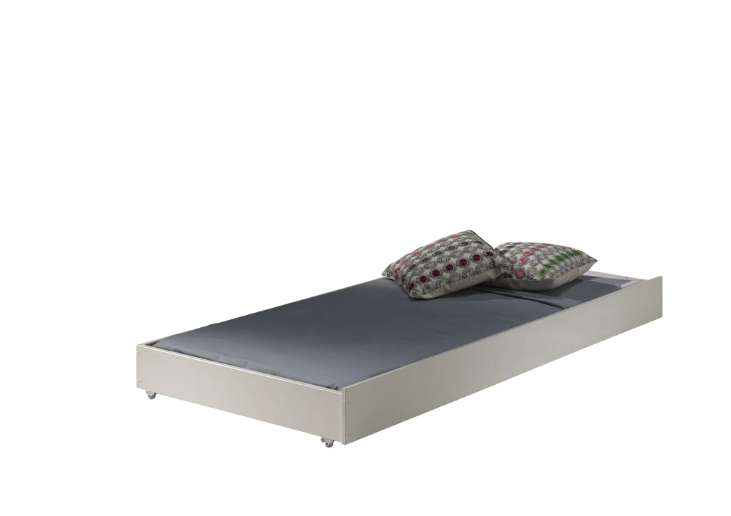 Lit superposé enfant blanc 90x200 cm hauteur 140 cm en pin massif avec sommier
