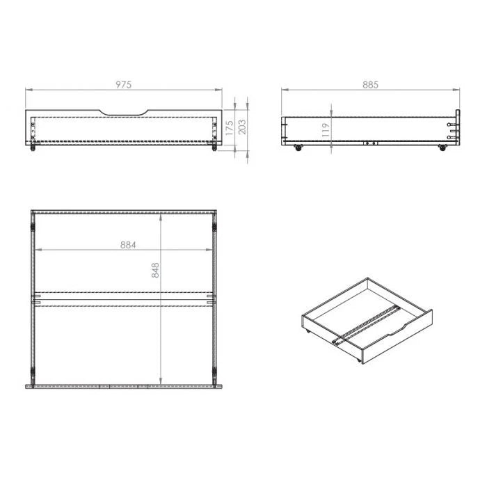 Lit superposé familial PINO 140x200 cm et 90x200 cm en pin massif avec sommier