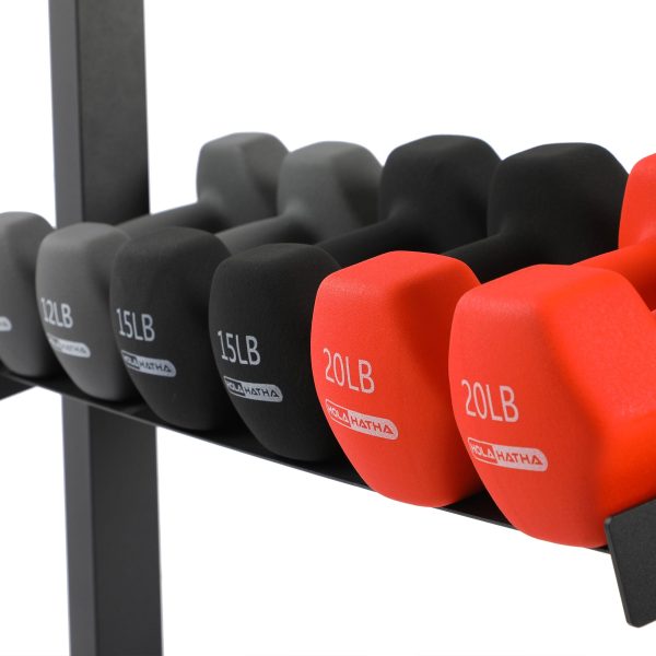 150 lb Neoprene Dumbbell Set with Rack - 7 Pair Color Coded Hand Weights for Home Gym Strength Training