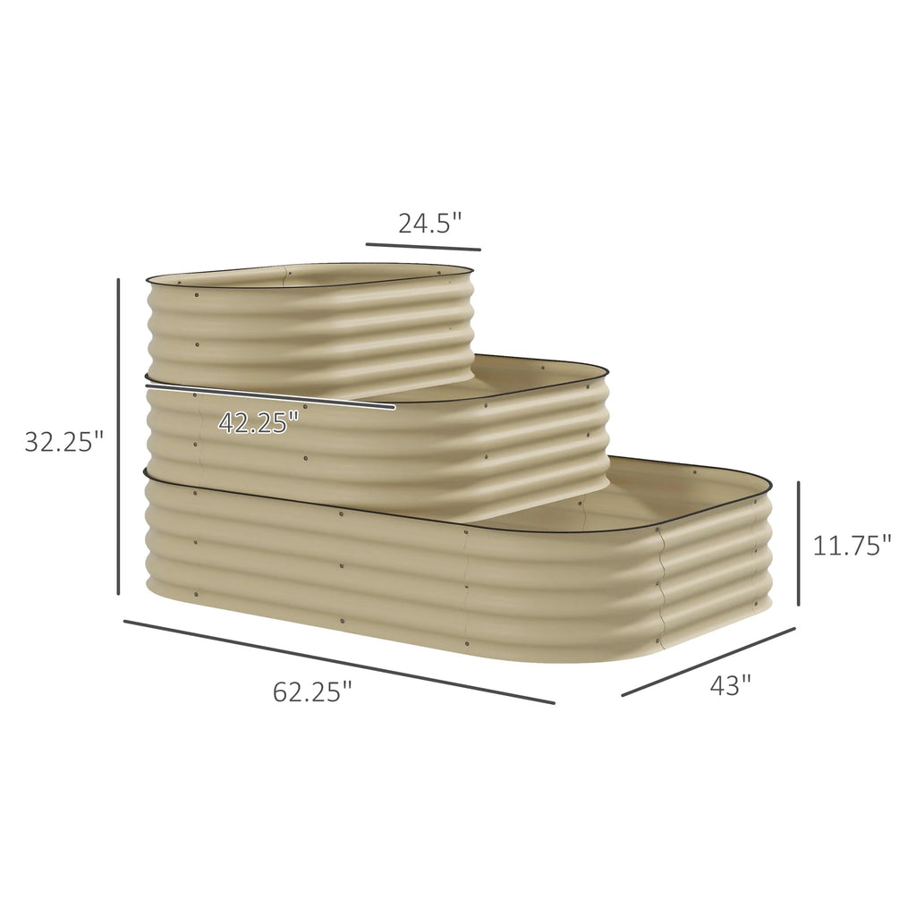 Outsunny 3-Tier Raised Garden Bed 62.25" x 43" x 32.25" Planter Set, Green