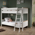 Lit superposé enfant blanc 90x200 cm hauteur 160 cm en pin massif avec sommier