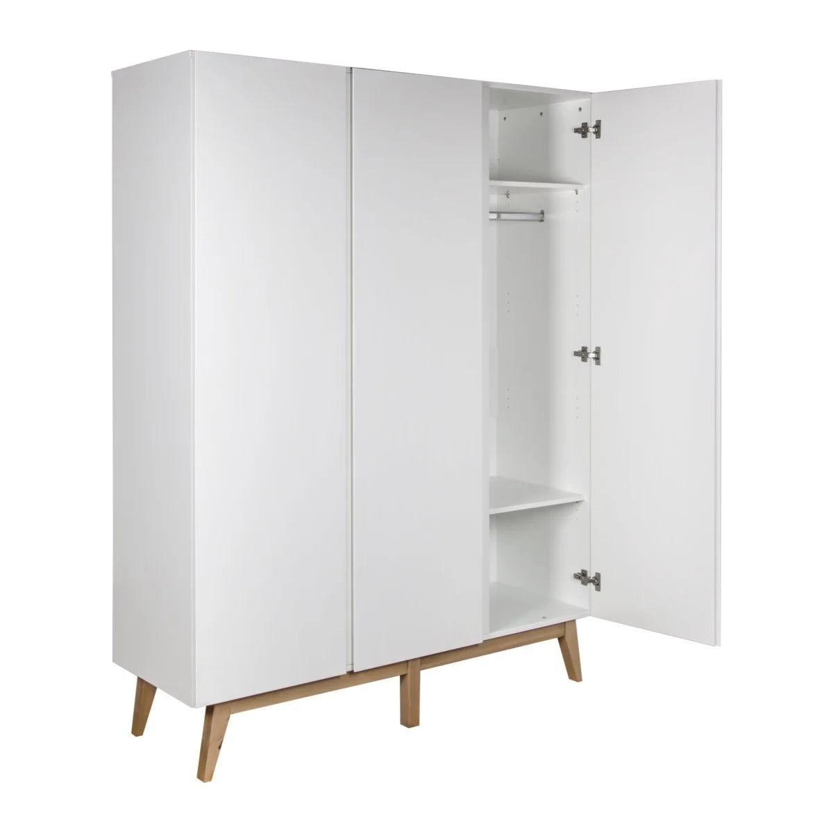 Grande armoire enfant blanche 3 portes avec penderies et étagères