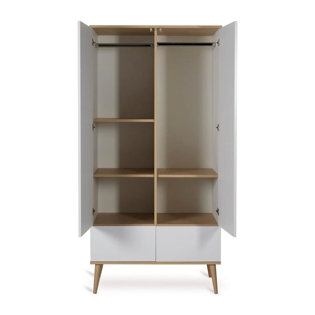 Armoire enfant blanche 2 portes avec 2 tiroirs et penderie