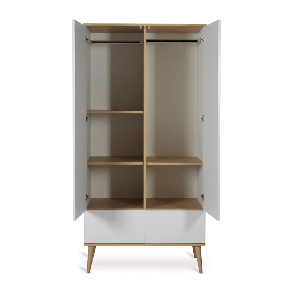 Armoire enfant blanche 2 portes avec 2 tiroirs et penderie