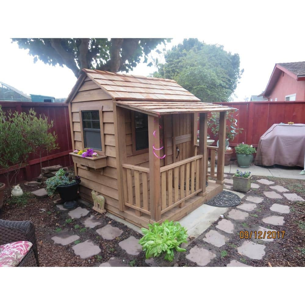 Little Squirt 6x6 ft Wooden Playhouse for Kids, Western Red Cedar Outdoor Playhouse with Screened Windows, Dutch Door & Floor Included