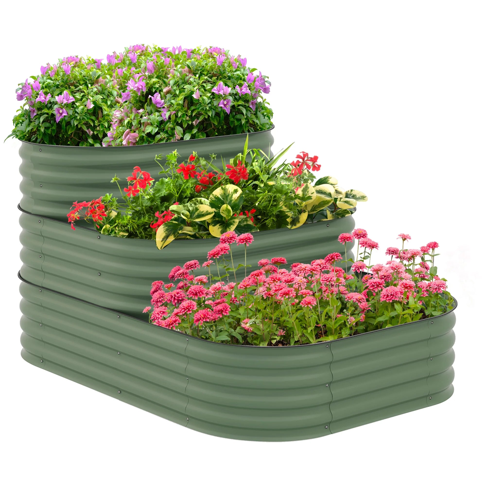Outsunny 3-Tier Raised Garden Bed 62.25" x 43" x 32.25" Planter Set, Green