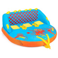 3 Person Towable Tube for Boating - Inflatable Water Sports Tube with Backrest, EVA Handles and 661 lb Capacity
