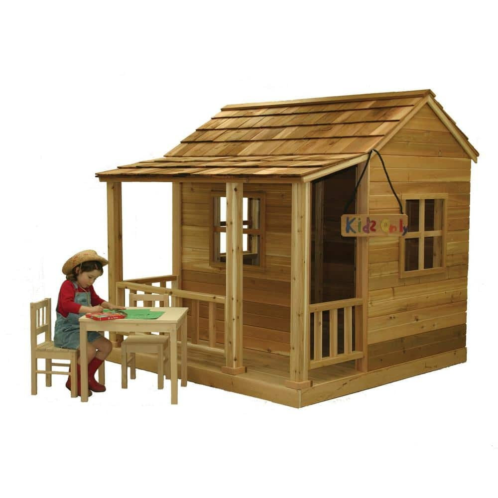 Little Squirt 6x6 ft Cedar Wooden Playhouse for Kids, Outdoor Backyard Playhouse with Dutch Door, Screened Windows & Floor Included
