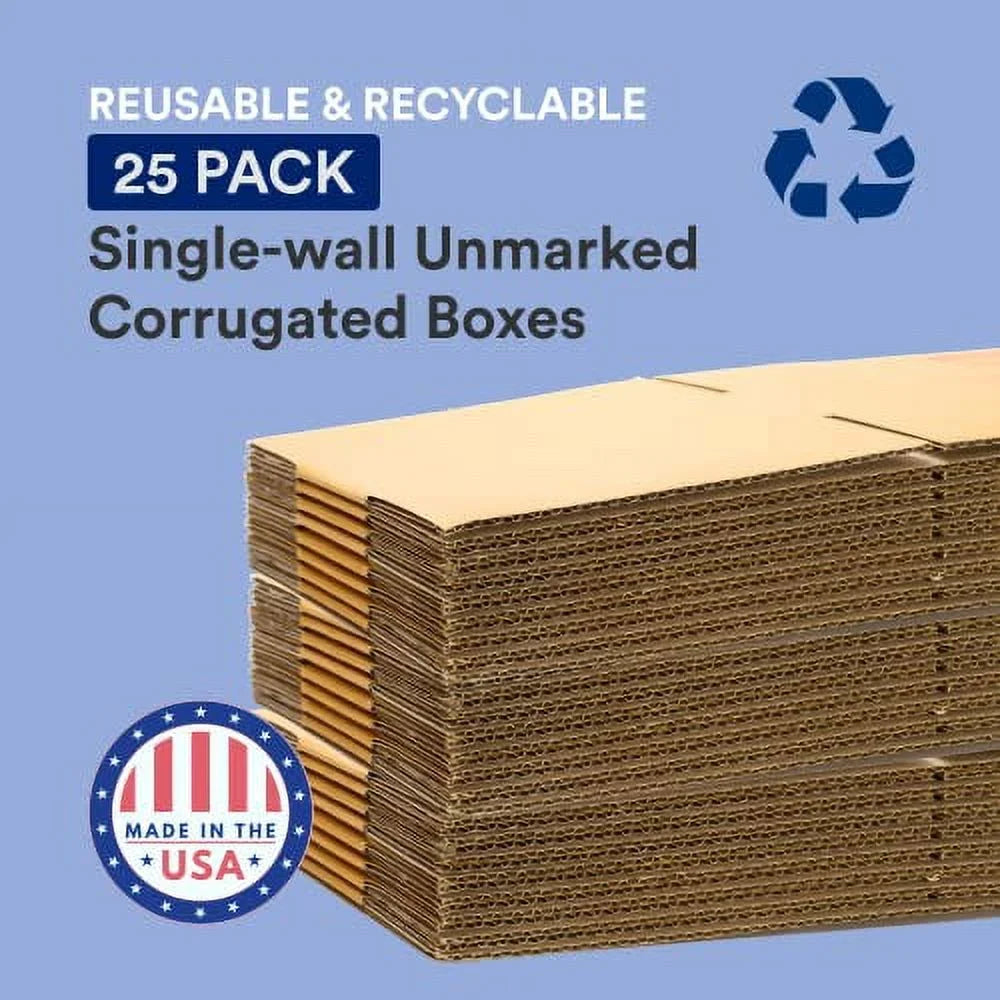 BOX USA 16 x 16 x 16 Corrugated Cardboard Boxes, Medium 16"L x 16"W x 16"H, Pack of 25 | Shipping, Packaging, Moving, Storage Box for Home or Business, Strong Wholesale Bulk Boxes