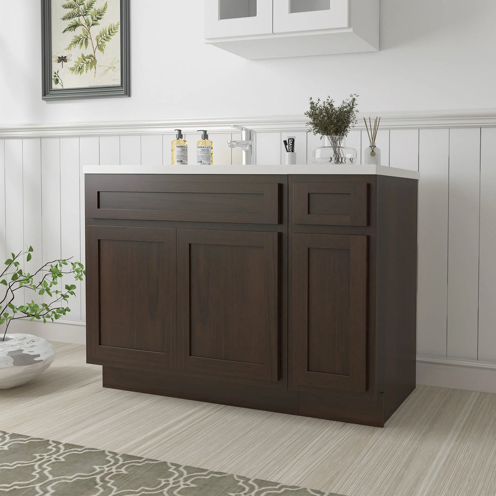 45 in. W x 21 in. D x 32.5 in. H Bath Vanity Cabinet without Top in Brown