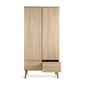 Armoire enfant frêne miel 2 portes avec tiroirs et penderie