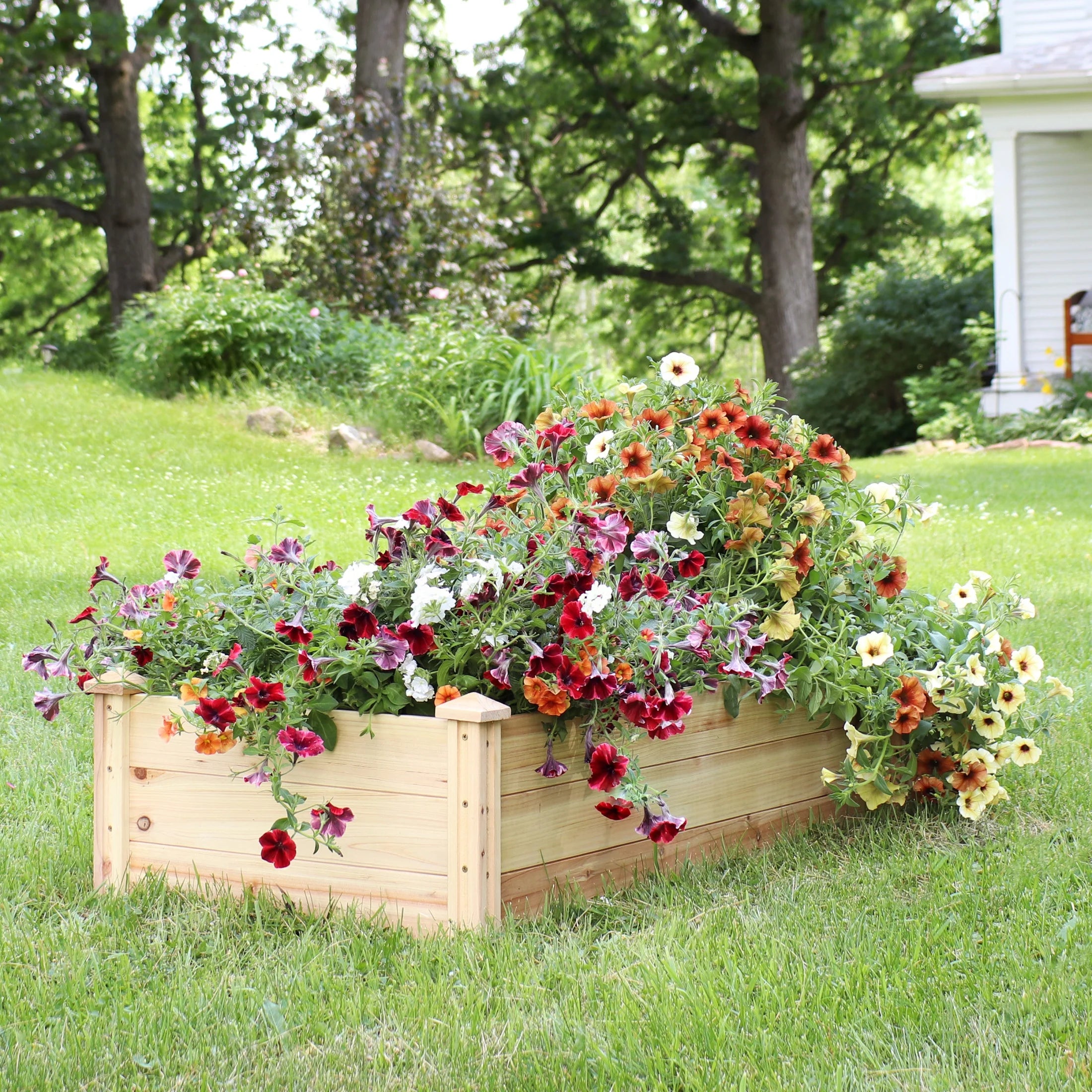 Sunnydaze 24" x 48.25" x 12.25" Rectangular Natural Wooden Outdoor Raised Garden Bed