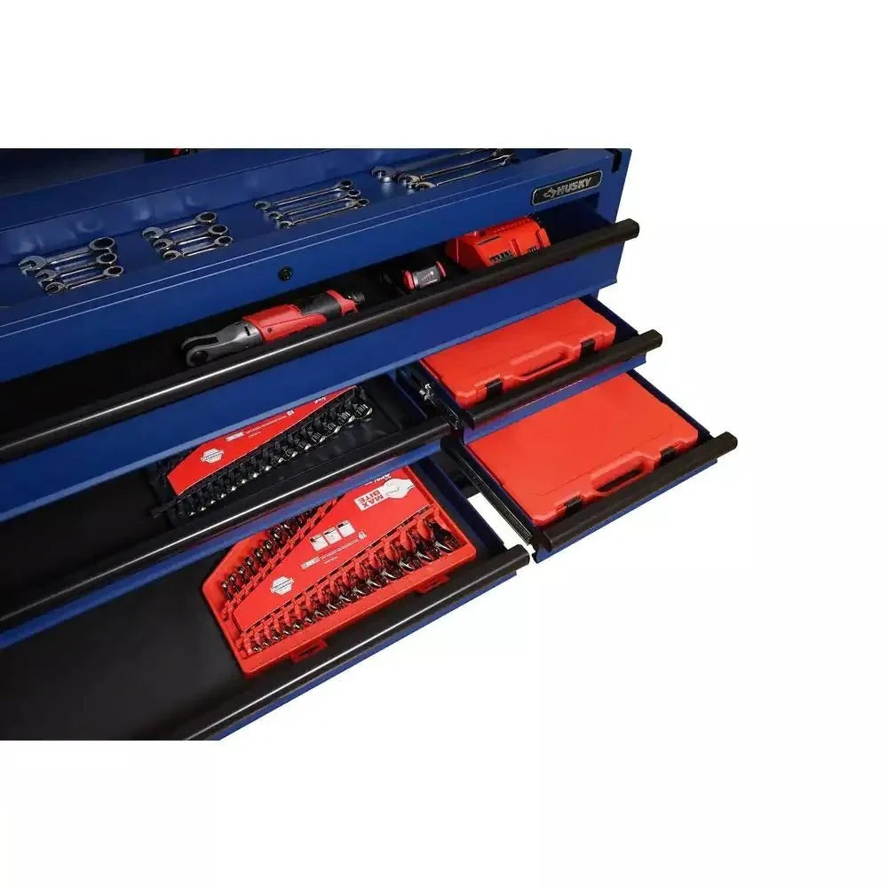 52-Inch 9-Drawer Mobile Workbench with Adjustable Height Wood Top, Heavy Duty Rolling Tool Cabinet