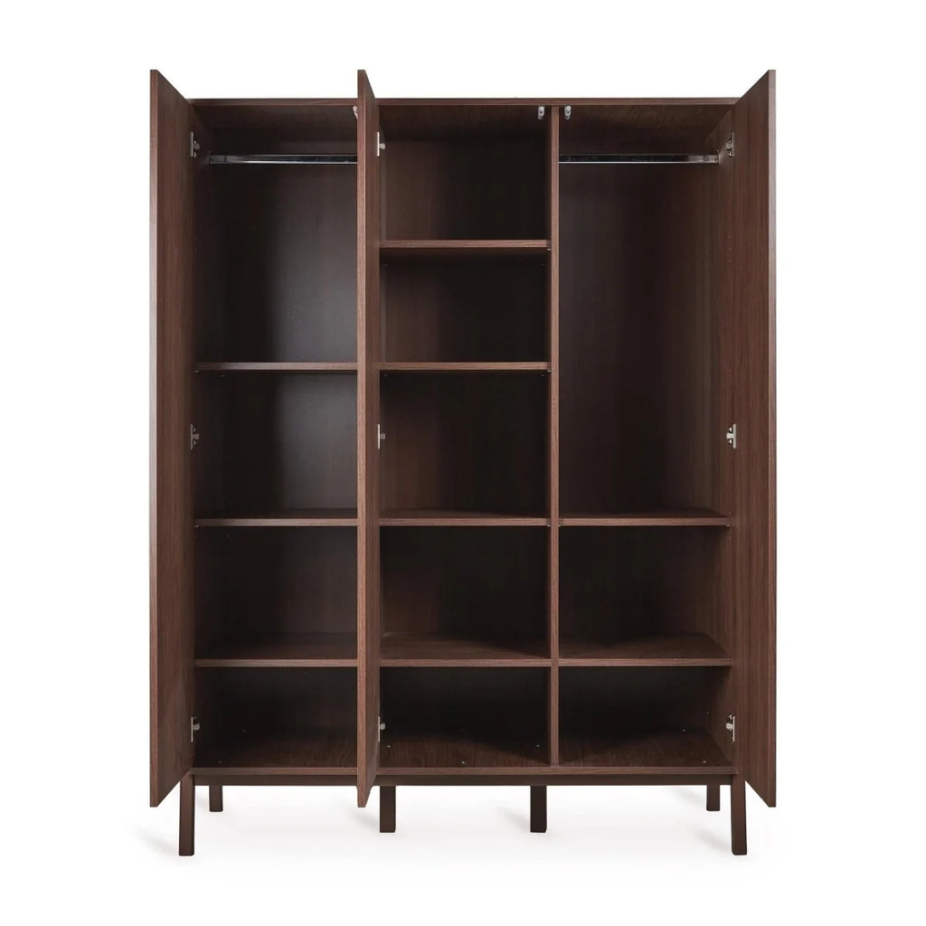 Grande armoire enfant châtaignier 3 portes avec rangement modulable