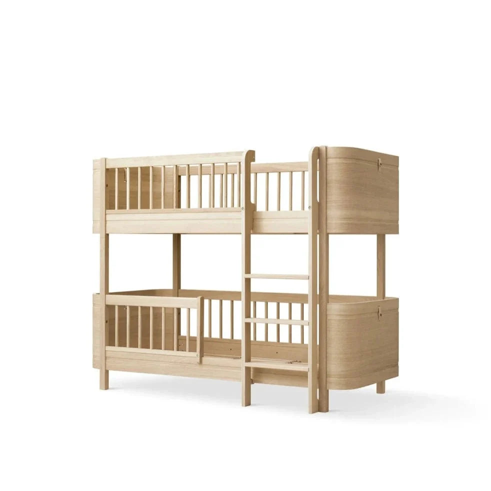 Mini+ Wood Lit superposé mi-haut enfant 68x162 cm avec rangement intégré