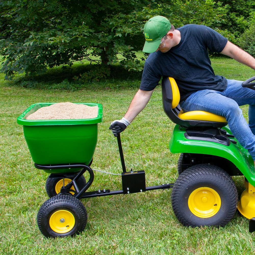 175 lb Tow-Behind Broadcast Spreader with Poly Hopper, Adjustable Flow Control for Lawn Tractors
