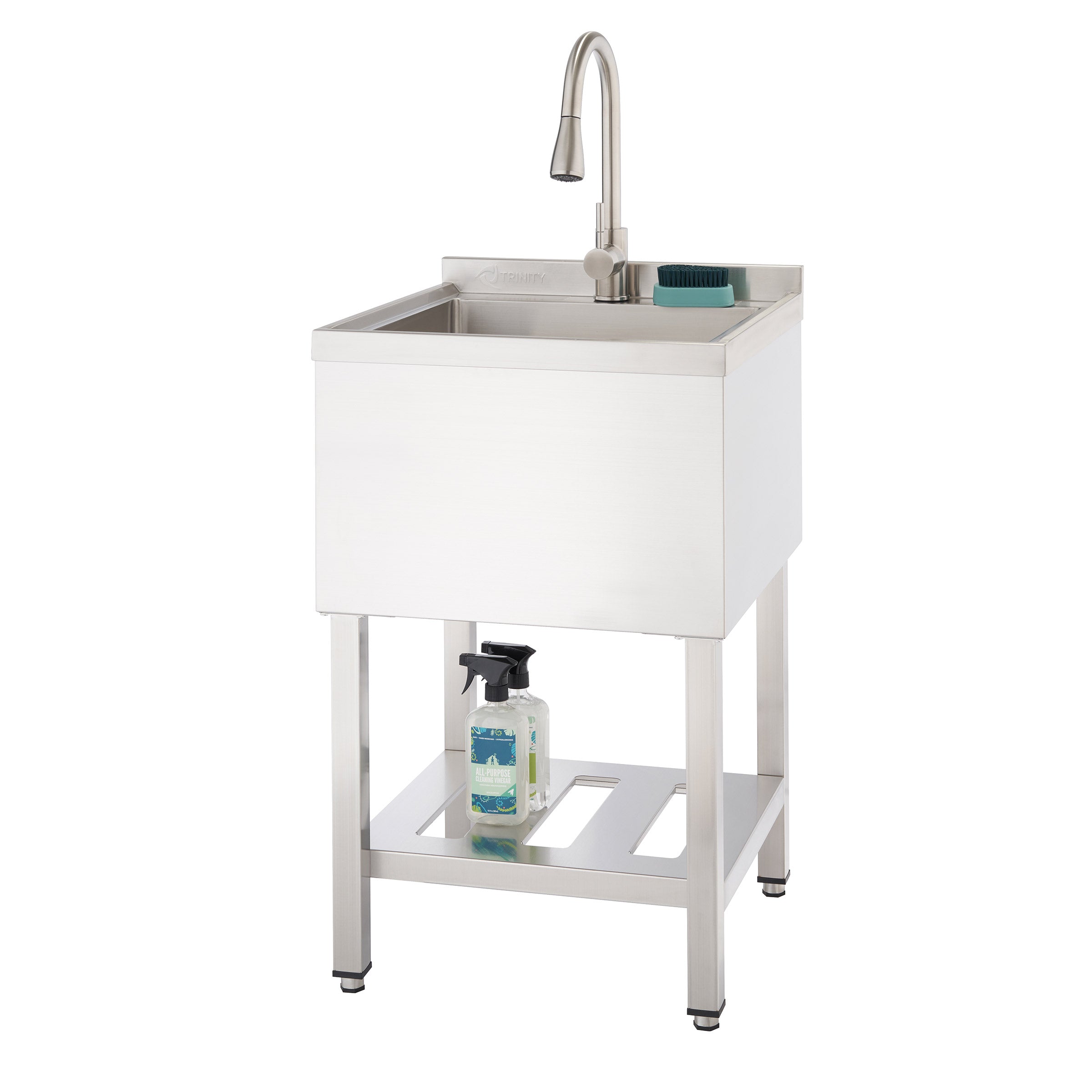 TRINITY 18' x 16' x 13' Stainless Steel Utility Sink with Pull-out Faucet