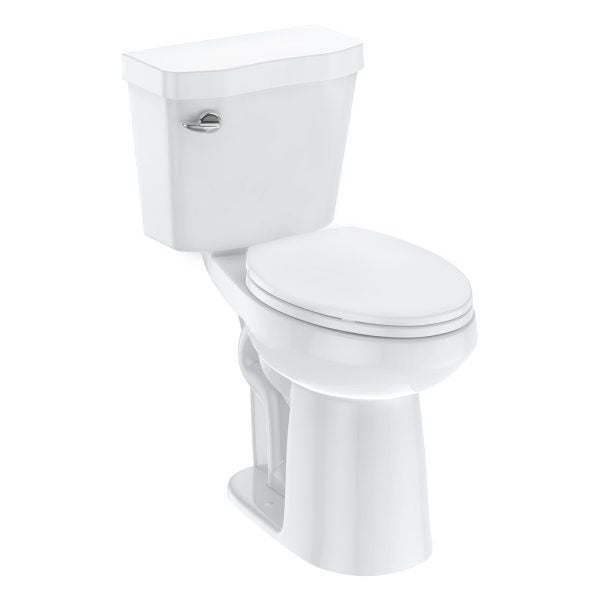 Elongated Two-Piece Toilet with Soft Close Seat - 1.28 GPF Siphonic Flush ADA Universal Height Cotton White