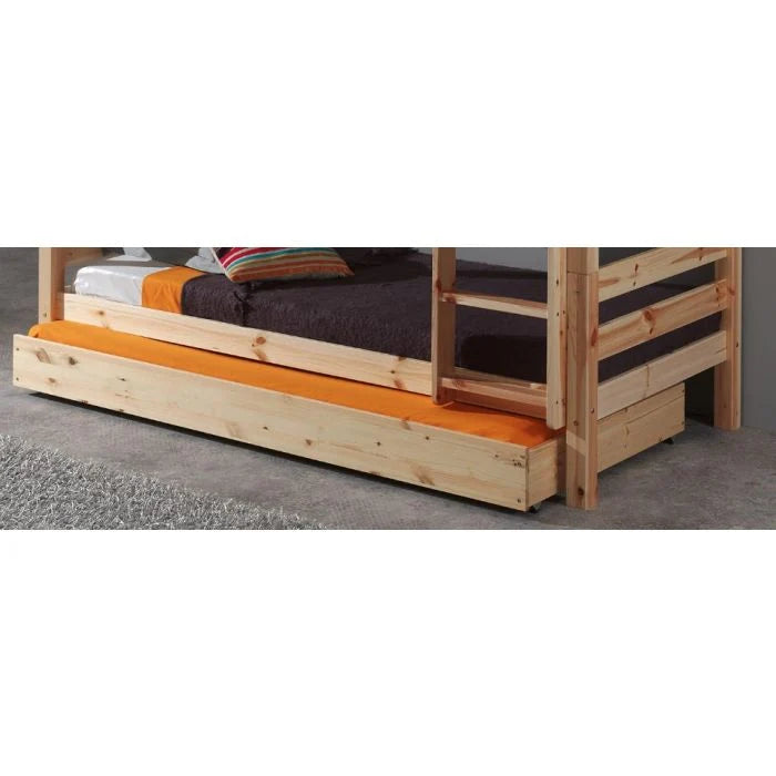 Lit superposé enfant pin naturel 90x200 cm hauteur 140 cm avec sommier inclus
