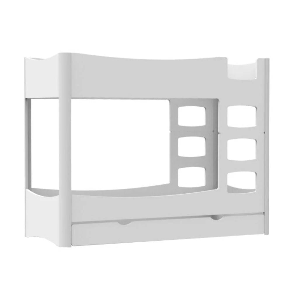 Lit superposé enfant 90x190 cm bouleau et aluminium avec échelle réversible