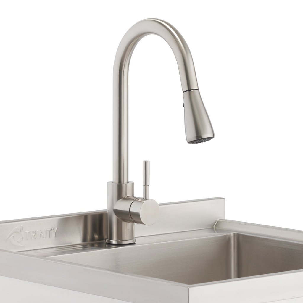 TRINITY 18' x 16' x 13' Stainless Steel Utility Sink with Pull-out Faucet