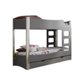 Lit superposé enfant 90x200 cm bouleau et aluminium avec échelle réversible