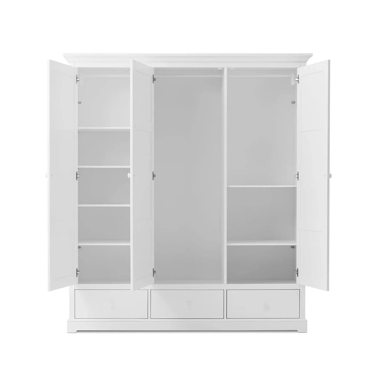 Armoire 3 portes avec penderie, tiroirs et étagères ajustables