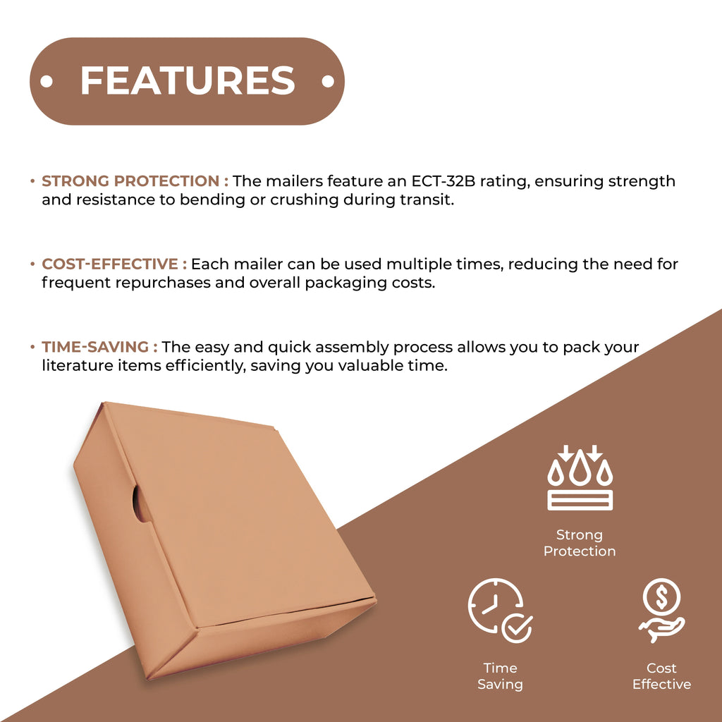 SSBM 9" x 9" x 3" ECT-32B Kraft Literature Shipping Mailers 50/Case