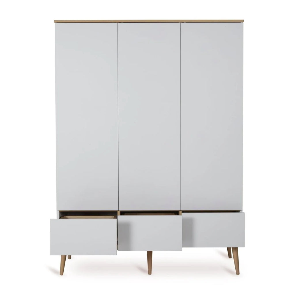 Grande armoire enfant blanche 3 portes avec tiroirs et penderies