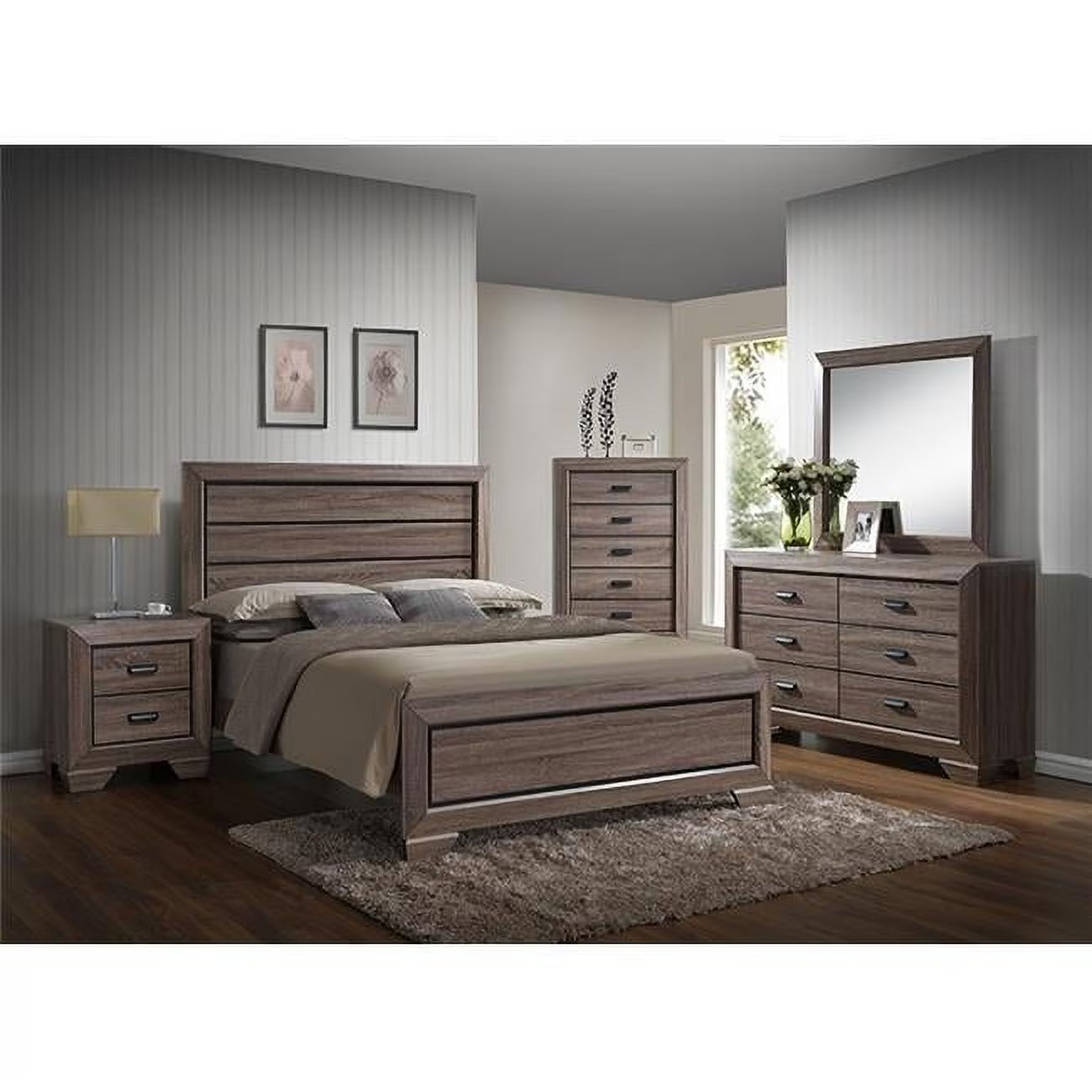 KB B2185-N 27 x 24 x 19 in. Wood Night Stand - Light Brown