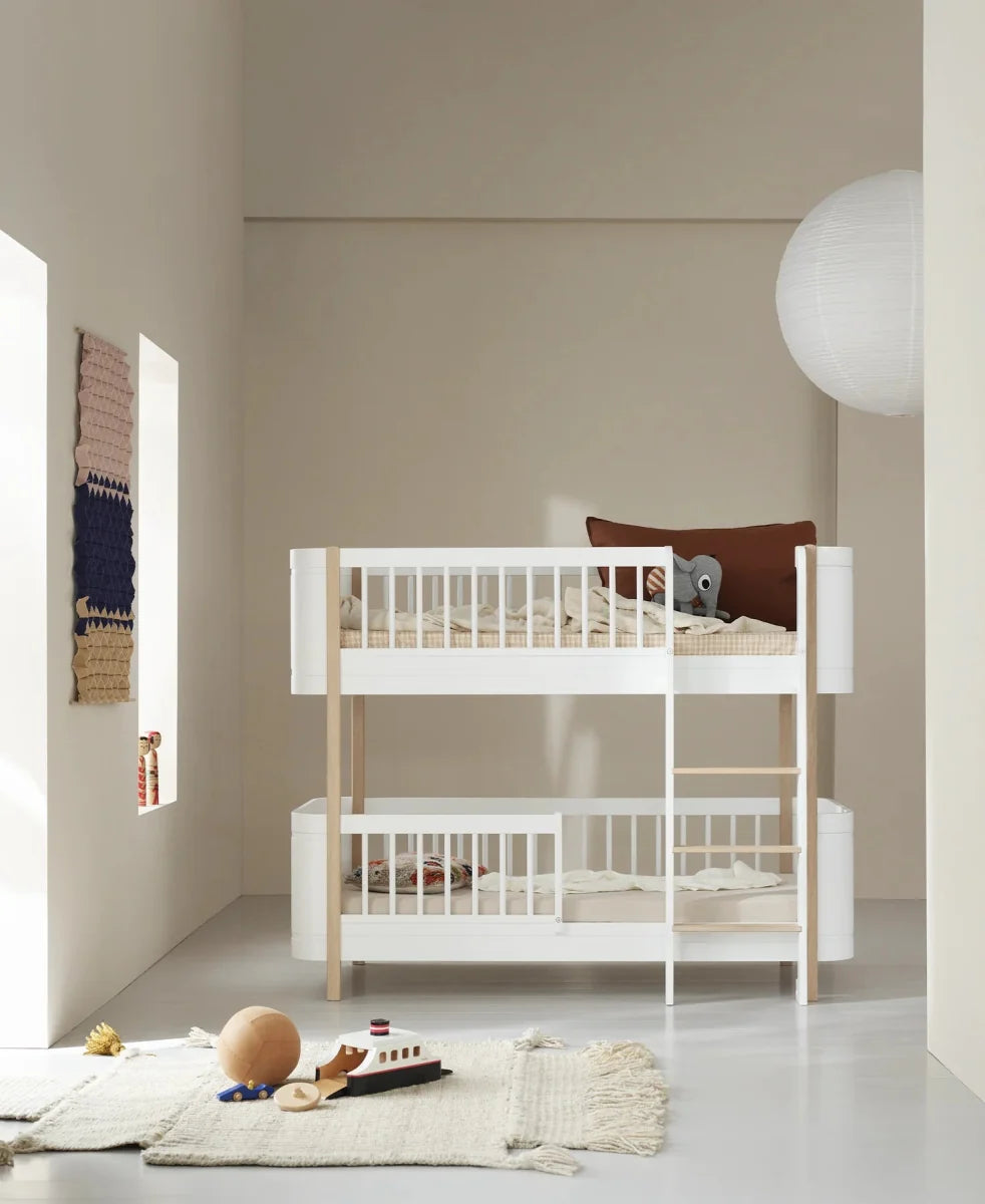 Mini+ Wood Lit superposé mi-haut enfant 68x162 cm avec rangement