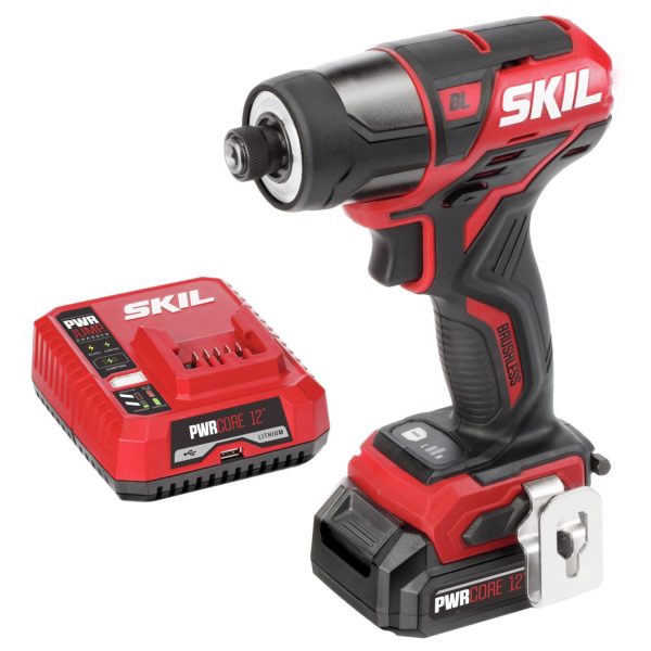 12V Cordless Brushless Impact Driver Kit, 1/4-Inch Hex with 2 Batteries and Charger