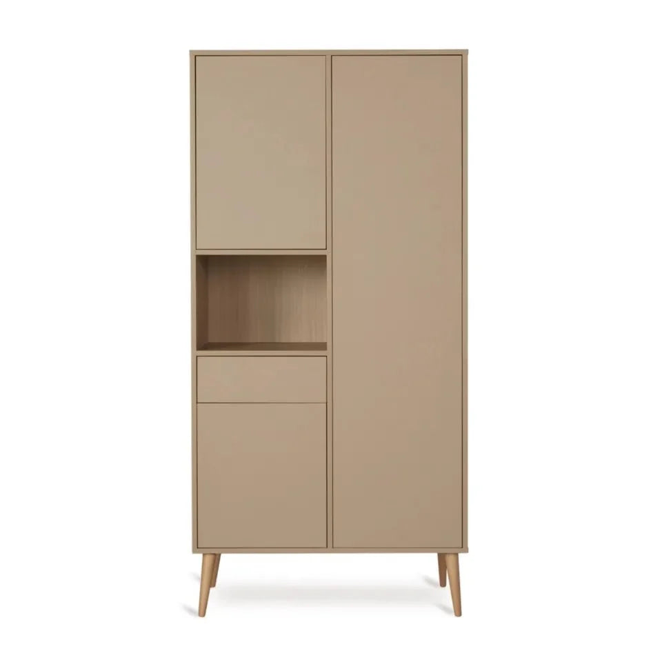 Armoire enfant beige latte 3 portes avec tiroir et penderie