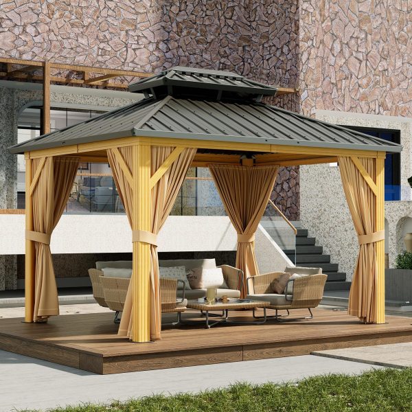 Aluminum Outdoor Gazebo - Garden Patio Canopy with Secure Anchoring